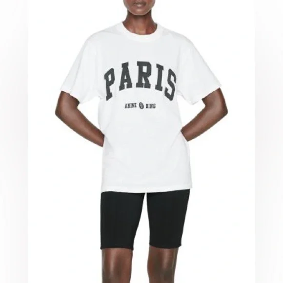 Anine Bing White Paris T-Shirt for Women - Picture 1 of 9